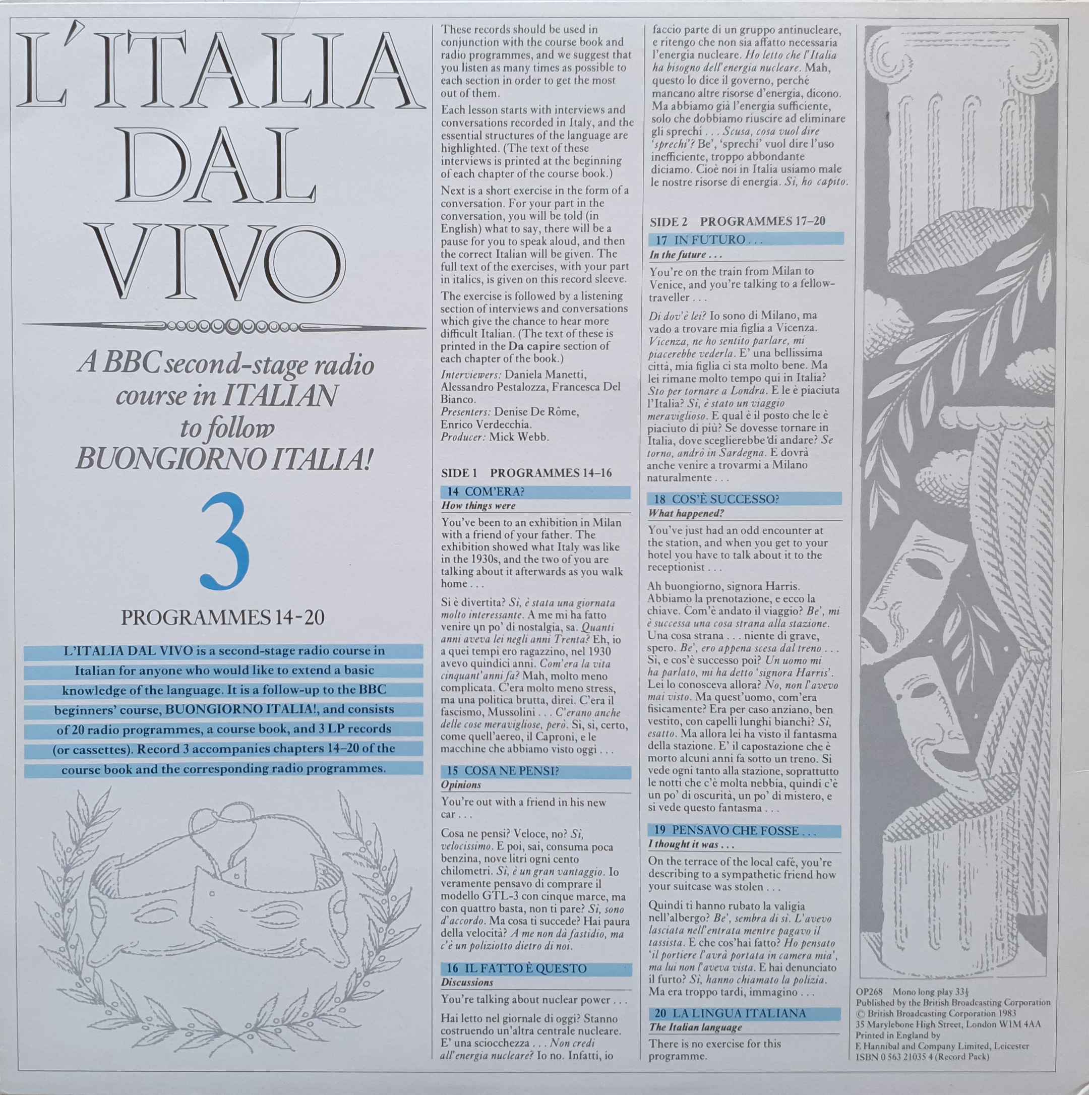 Picture of OP 268 L' Italia dal vivo - 14-20 by artist Various from the BBC records and Tapes library